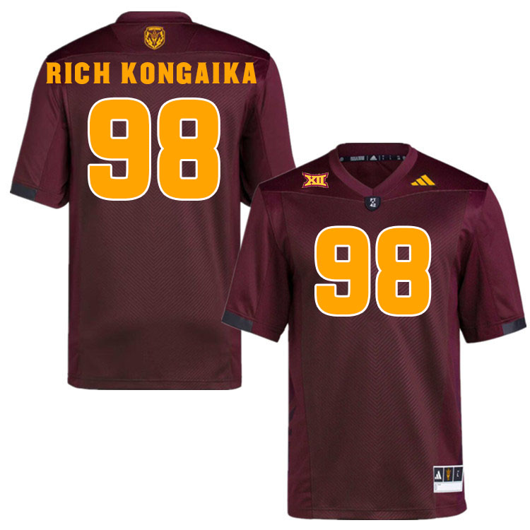 Men #98 Jacob Rich Kongaika Arizona State Sun Devils College Football Jerseys Stitched-Maroon